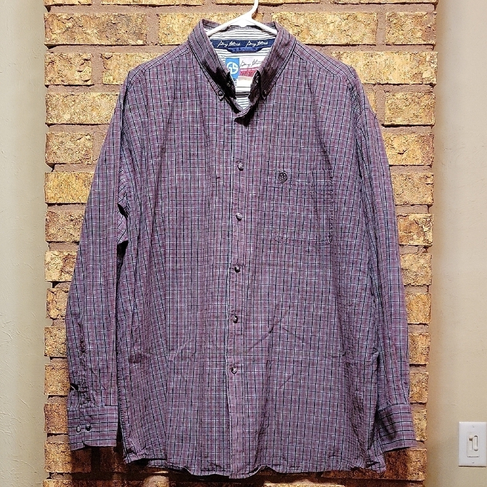 Wrangler Men's Casual Button-Down in Purple Checker Size XXL Cotton